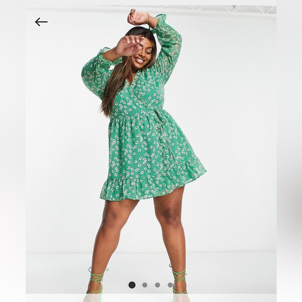 In The Style Plus x Jac Jossa frilly trim wrap tea dress